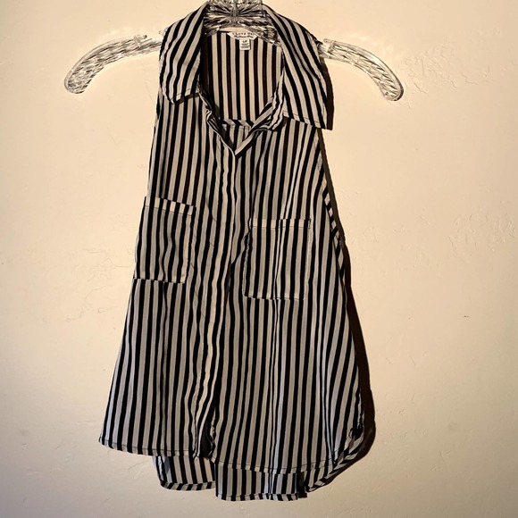I love H8I an American brand black and white striped tank top collared button up - Picture 1 of 3